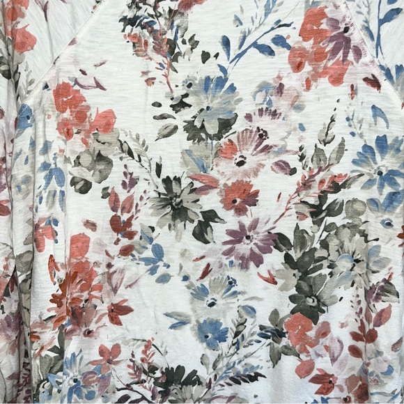 J. Jill Boat Neck Cream Floral Long Sleeve Blouse - Picture 2 of 5